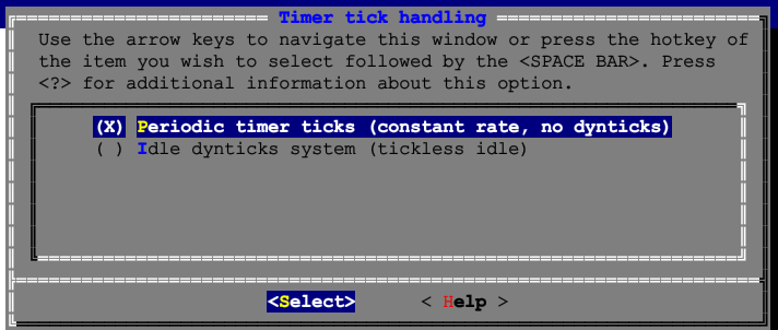 カーネル設定画面-Periodic timer ticks