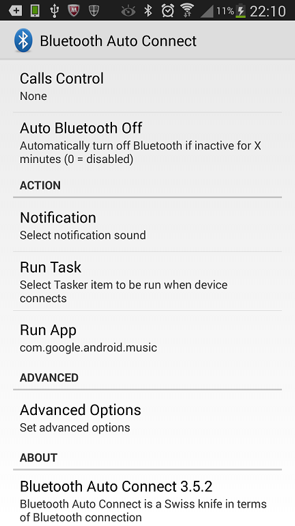 Bluetooth Auto Connect Settings