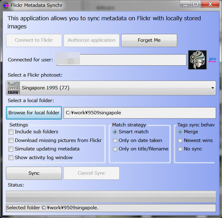 Flickrの写真のメタデータをローカルの写真と同期する