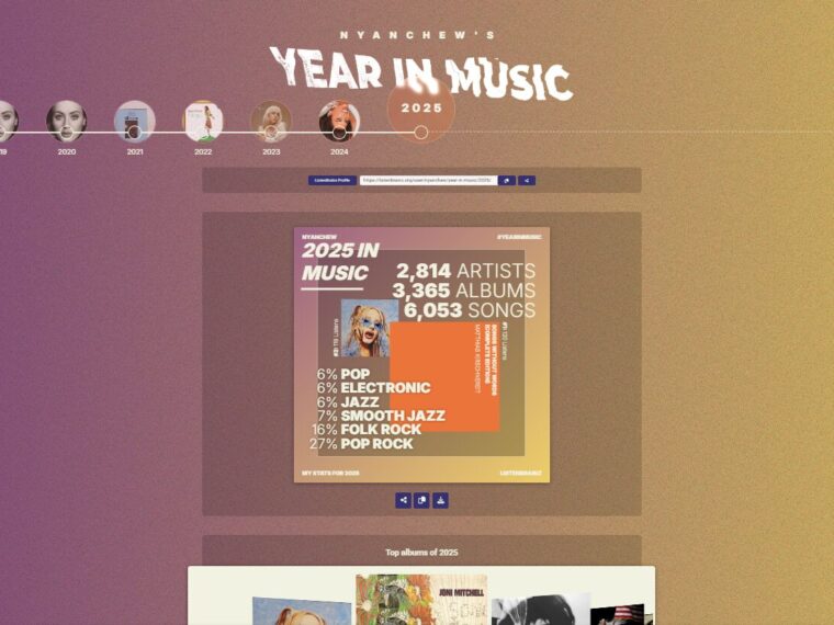 ListenBrainzのYear in Music 2025